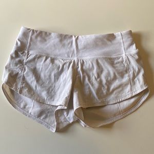 lululemon white speed up shorts